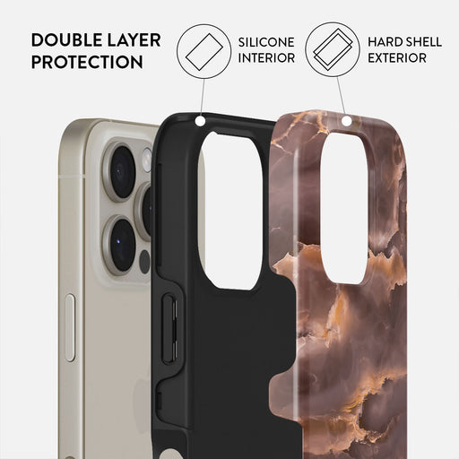 Fire Wood - Brown Marble iPhone 16 Pro Max Case