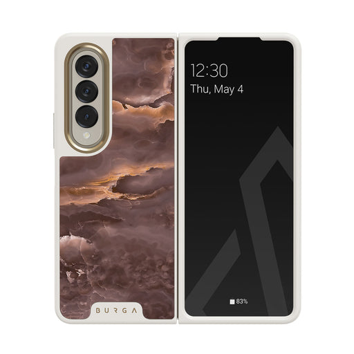 Fire Wood - Brown Marble Samsung Galaxy Z Fold 4 Case