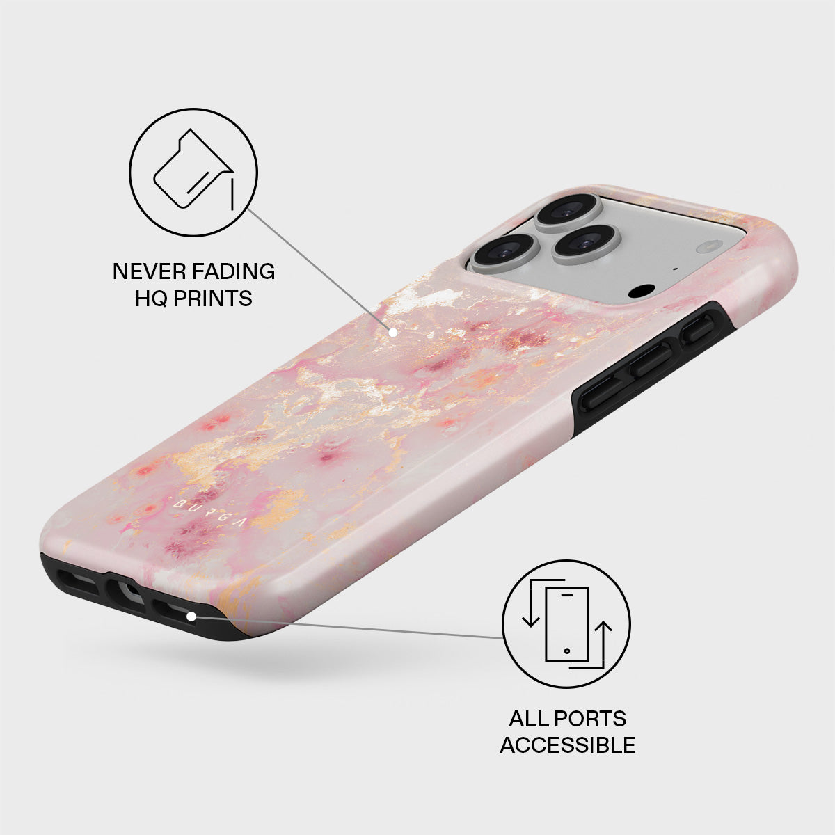 【新品】BURGA マーブルデザイン ハードケース　ピンク　iPhone17 Golden Coral - Pink iPhone 17 Pro Max Case | BURGA